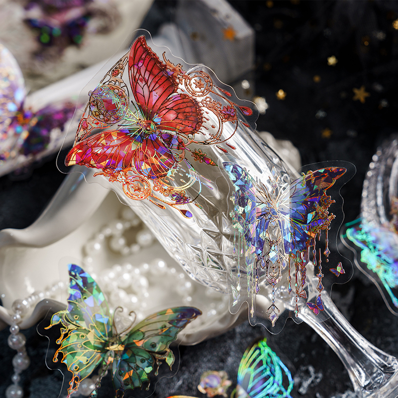 Mr. Paper 20 vé/túi Sticker PET Những giấc mơ lộng lẫy Hot bướm Đá quý Tài liệu dán nền sáng tạo Ly di động DIY Văn phòng phẩm trang trí dán