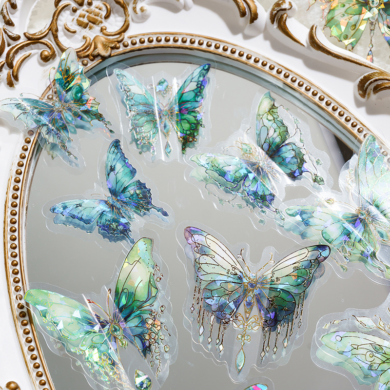 Mr. Paper 20 vé/túi Sticker PET Những giấc mơ lộng lẫy Hot bướm Đá quý Tài liệu dán nền sáng tạo Ly di động DIY Văn phòng phẩm trang trí dán