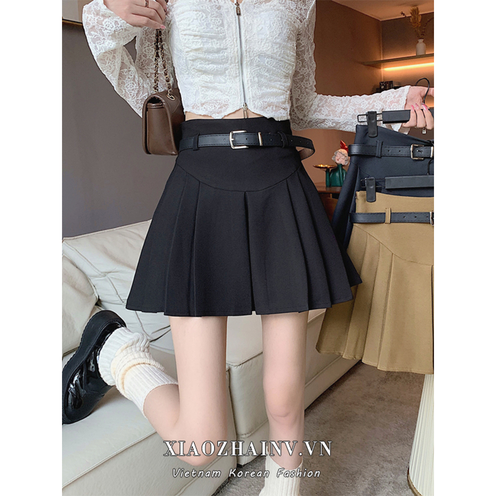 Xiaozhinv Chân Váy Chữ a Xếp Ly Lưng Cao Phong Cách vintage Thời Trang Mùa Hè Cho Nữ