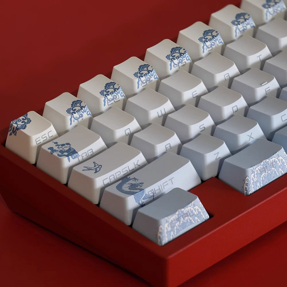 [JKDK] Blue china KeyCaps Set Side Print Backlit  through Legends PBT OEM Profile for Mechanical keyboard
