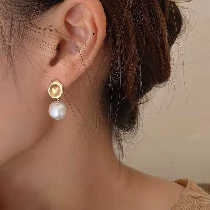 Baroque Khuyên Tai Ngọc Trai Nước Tự Nhiên Tươi Tắn 925 Cho Nữ