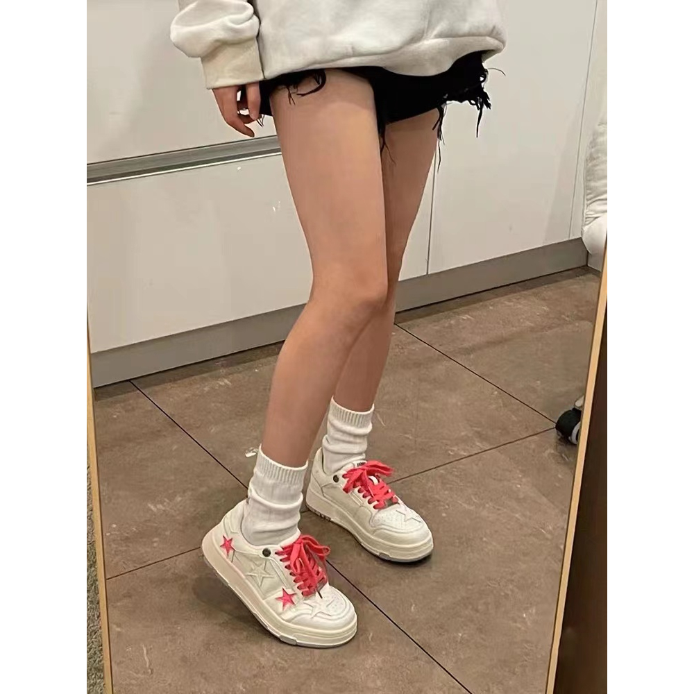 Giày Sneaker Vải ngôi sao Đáng Yêu Đế Bằng Phối Dây Bản To Giày Thể Thao Kiểu Nữ Mới 2023