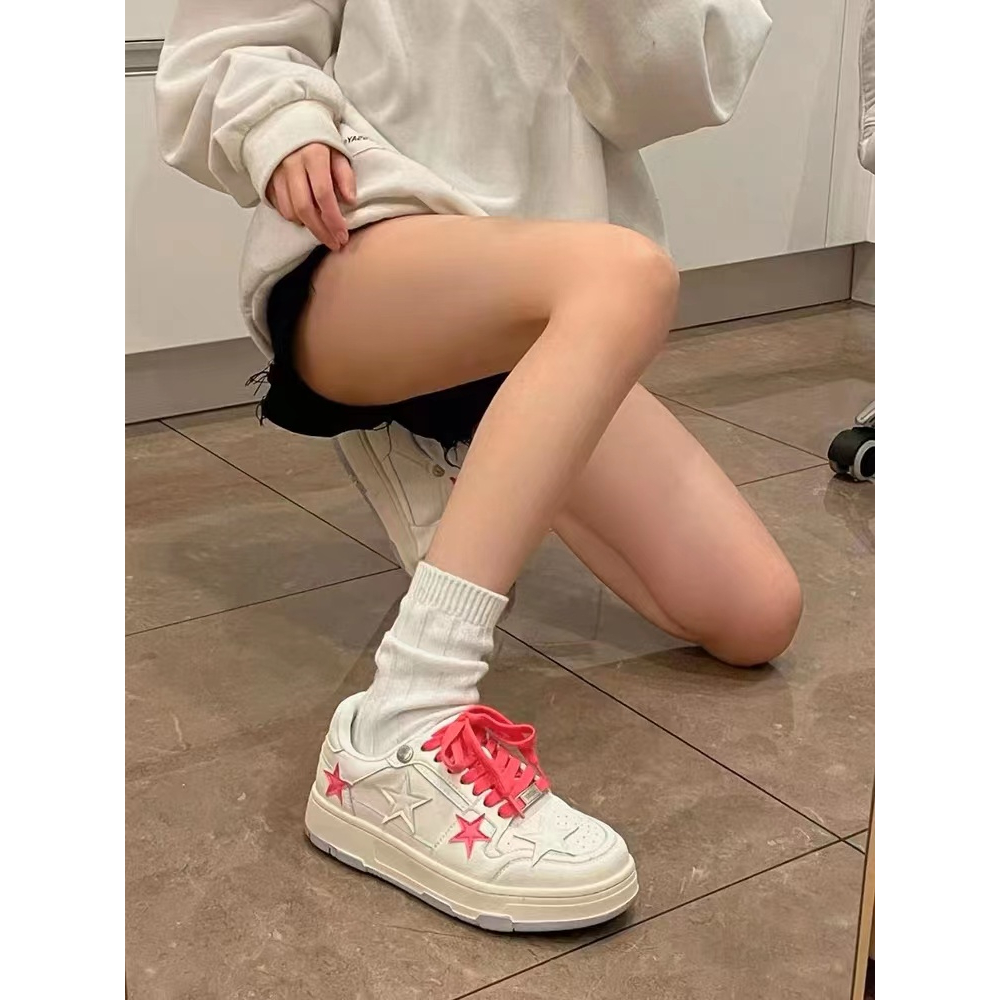 Giày Sneaker Vải ngôi sao Đáng Yêu Đế Bằng Phối Dây Bản To Giày Thể Thao Kiểu Nữ Mới 2023