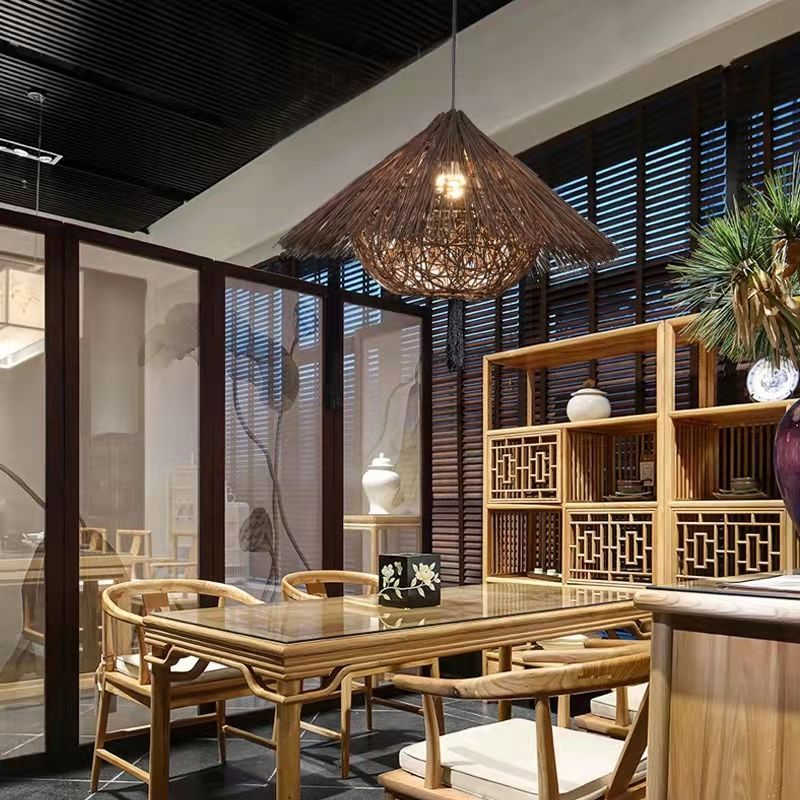 Đèn Chùm Bằng Mây Đan Tre Kiểu vintage Trang Trí Nhà Hàng / Quán bar Bar bàn ánh sáng, bầu không khí ánh sáng, mộc mạc tre dệt ánh sáng, rơm mũ chùm ánh sáng, sáng tạo ánh sáng