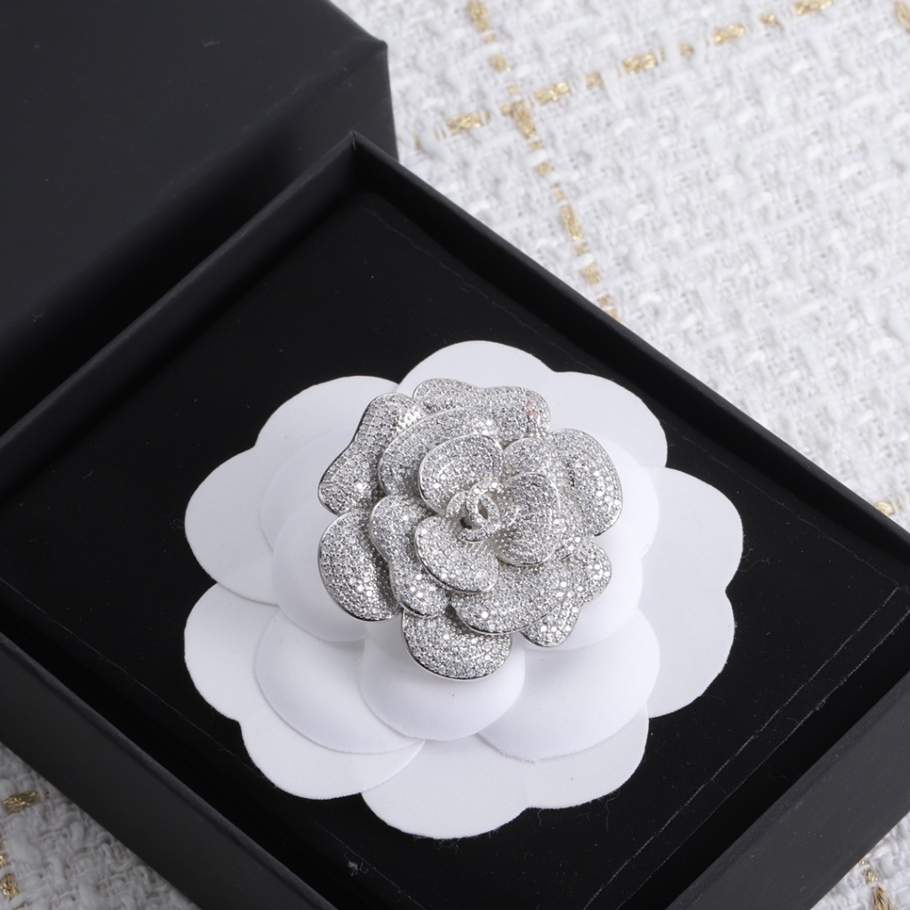 Thời Trang Trâm Cài Áo Mạ Bạc 925 Hình Hoa Hồng Đính Kim Cương Giả Sang Trọng