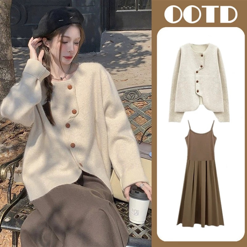 Set Đầm + Áo sweater Thời Trang Thu Đông 2023 Dành Cho Mẹ Bầu Có size Lớn