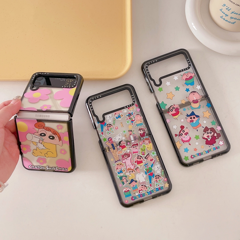 Bao Da Điện Thoại Nắp Gập In Hình Cậu Bé Bút Chì shin-chan Cho samsung galaxy z flip 5 z flip 4 z flip 3 5g Ốp