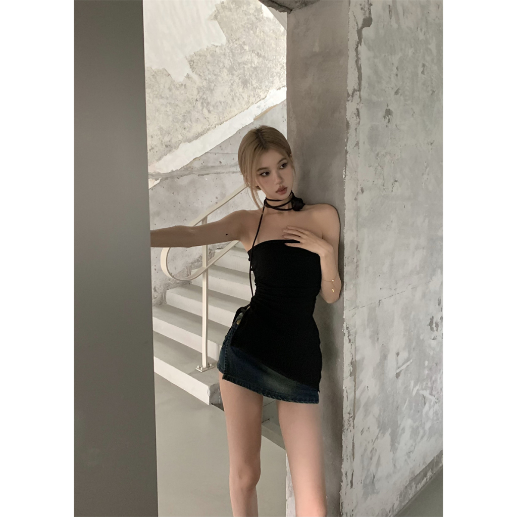 【COLORBLLIND】Áo Ống cotton Lệch Tà Gợi Cảm Theo Phong Cách retro Dành Cho Nữ