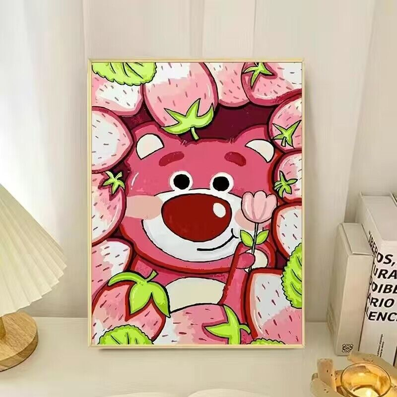 HamletCó khung/Doraemon/gấu dâu tây/tranh tô màu theo số/tranh trang trí acrylic hoạt hình dễ thương thủ công