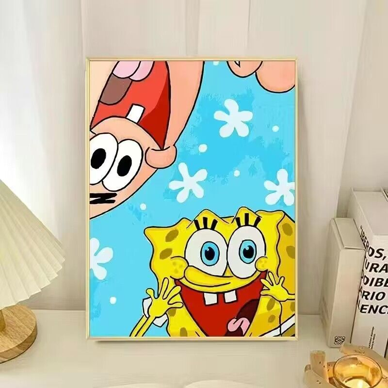 HamletCó khung/Doraemon/gấu dâu tây/tranh tô màu theo số/tranh trang trí acrylic hoạt hình dễ thương thủ công