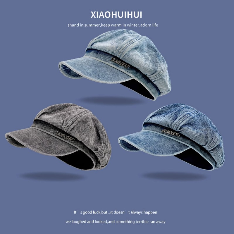 Mũ Beret denim Nhuộm Màu Phong Cách Hàn Quốc Cổ Điển Thời Trang Cho Nữ