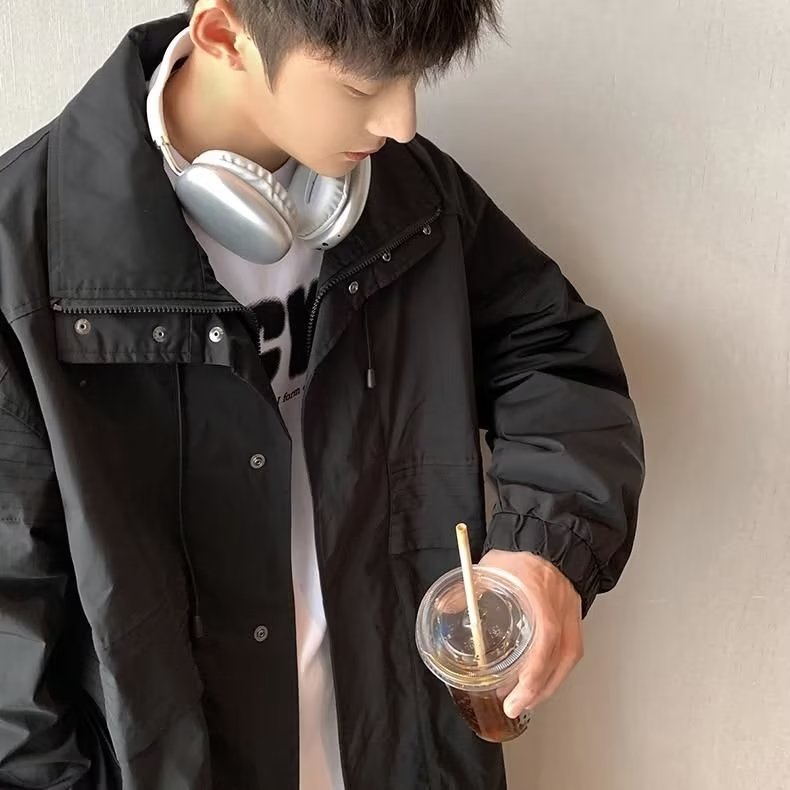Áo Khoác polo Dài Tay Màu Trơn Thời Trang Mùa Thu Trẻ Trung Cho Nam áo khoác mát áo khoác dù unisex áo khoác nam thời trang