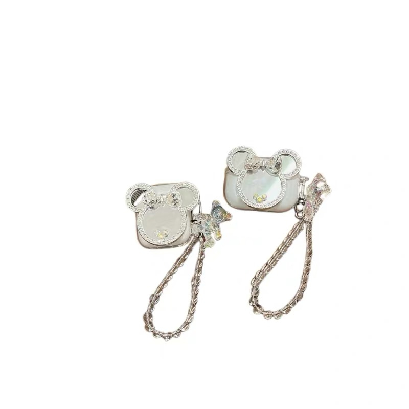 Dễ Thương Vỏ Bảo Vệ Hộp Sạc Tai Nghe bluetooth airpods 1 2 pro Bằng tpu Mềm Gắn Gương Hình mickey / Gấu Đáng Yêu
