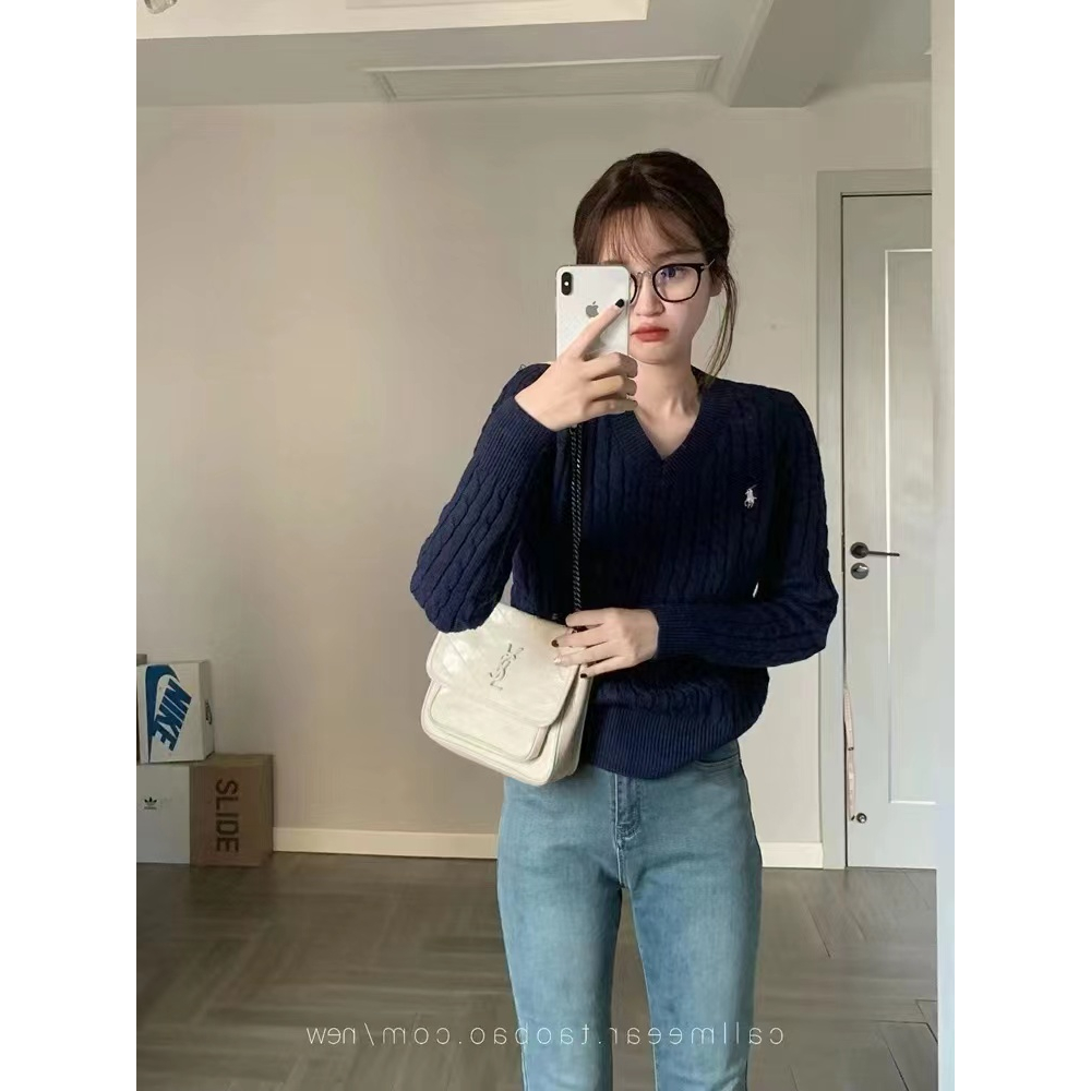 Áo Len Nữ Tay Dài Cổ Chữ v Thời Trang Hàn