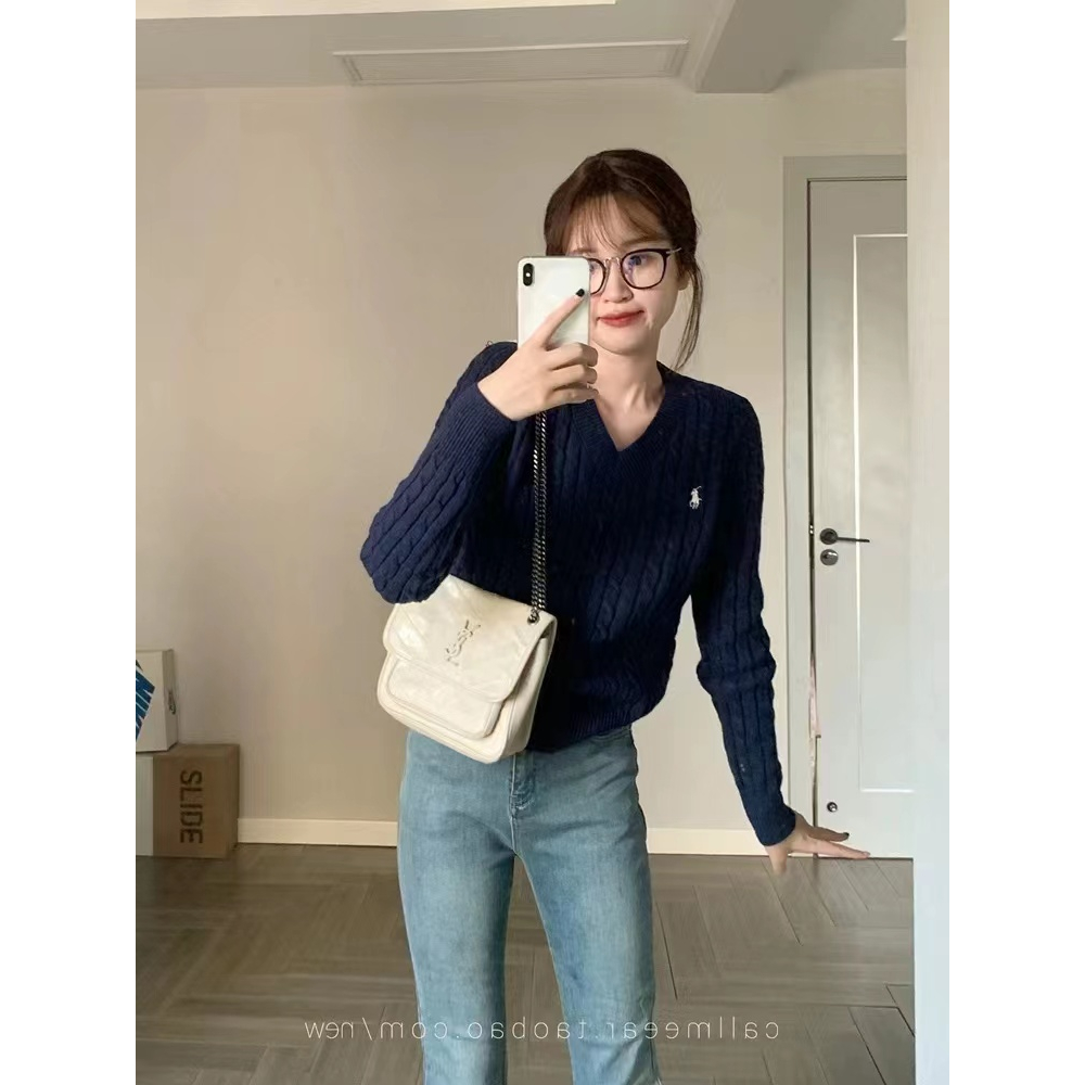 Áo Len Nữ Tay Dài Cổ Chữ v Thời Trang Hàn