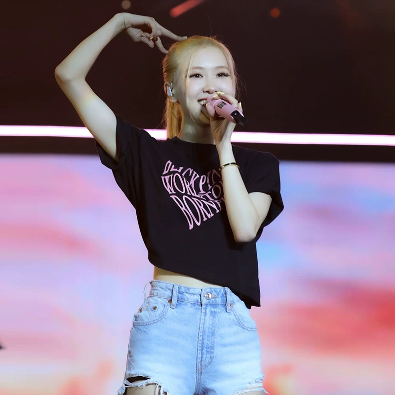 Áo thun IHKKE 100% cotton dáng rộng in chữ BLACKPINK plus size thời trang unisex