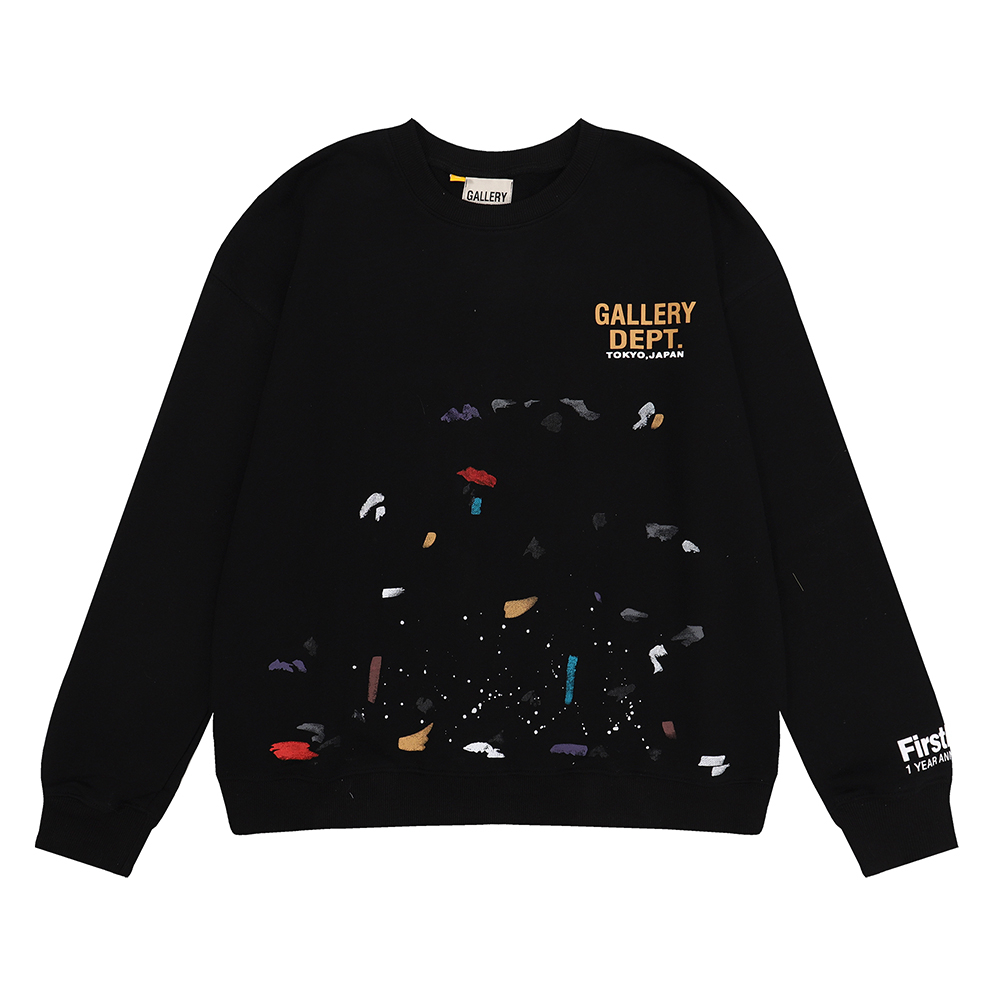 Galallery dept Áo hoodie cotton Nguyên Chất Cổ Tròn Họa Tiết Vẽ Tay Thời Trang Cao Cấp Cho Nam Và Nữ