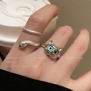 Thời trang nhẫn hở mạ bạc hình rắn và mèo