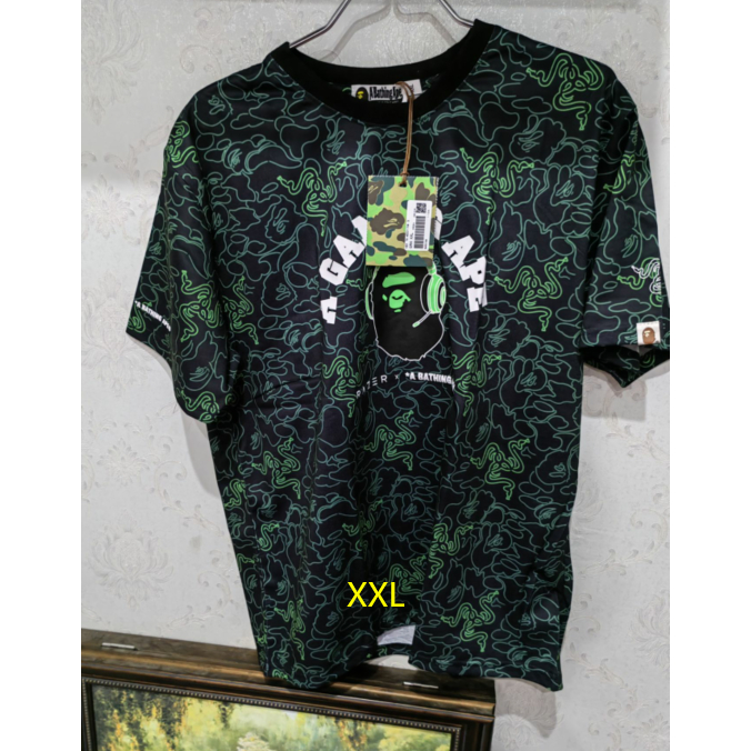 BAPE Áo thun nam nữ ngắn tay ngắn tay ngụy trang cổ tròn mới