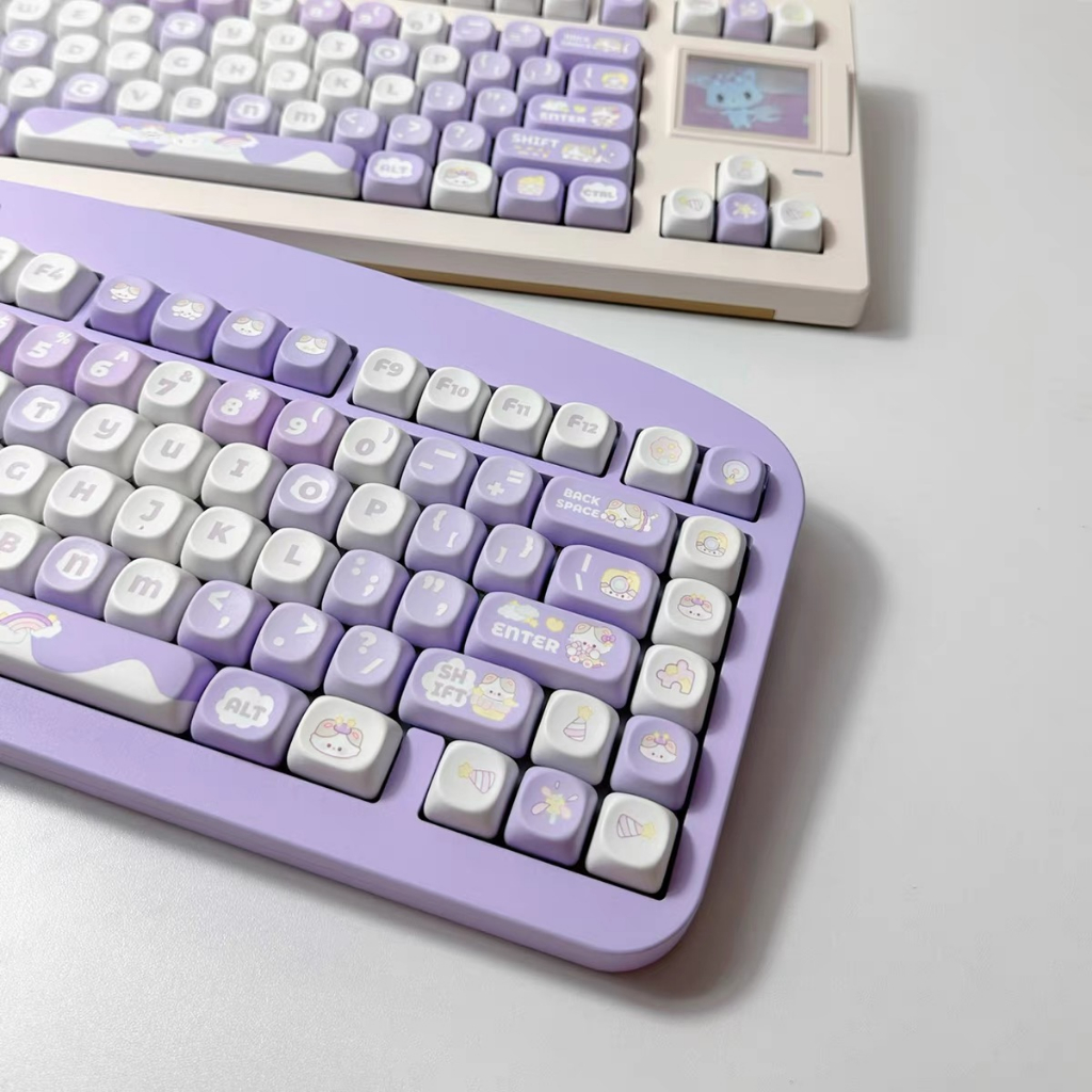 140 Phím Taro Paste Purple Keycaps MOA PBT Keycaps Năm mặt nhiệt thăng hoa máy móc tùy chỉnh được cá nhân hóa keycap Phù hợp 61/68/75/84/87/96/98/104/108