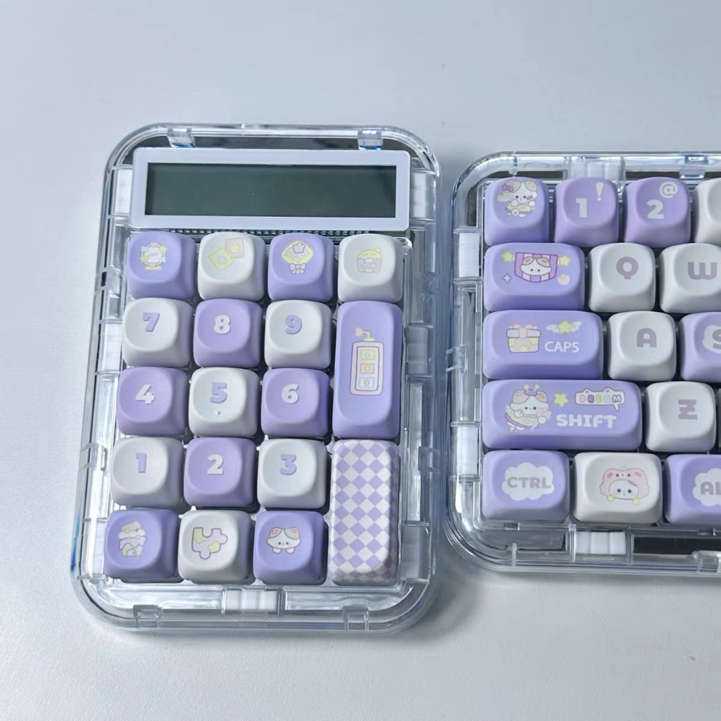 140 Phím Taro Paste Purple Keycaps MOA PBT Keycaps Năm mặt nhiệt thăng hoa máy móc tùy chỉnh được cá nhân hóa keycap Phù hợp 61/68/75/84/87/96/98/104/108