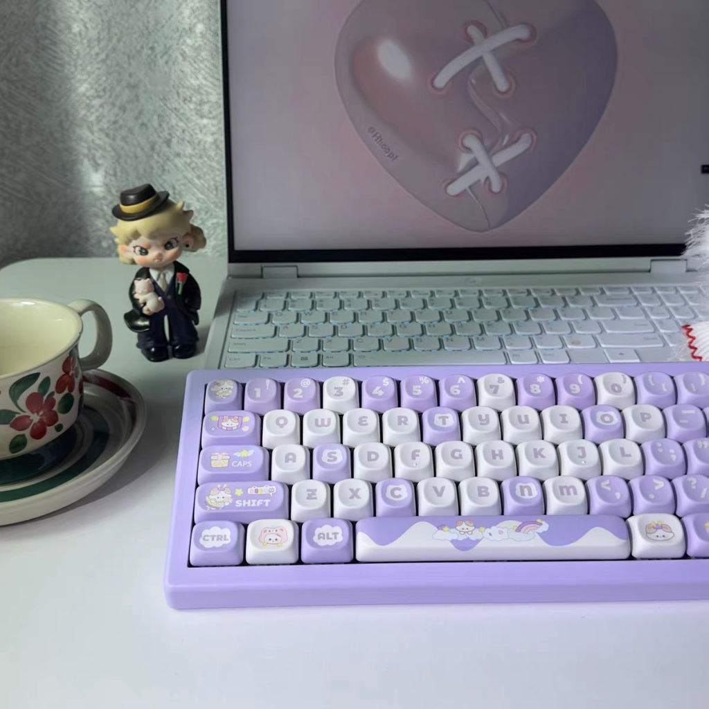 140 Phím Taro Paste Purple Keycaps MOA PBT Keycaps Năm mặt nhiệt thăng hoa máy móc tùy chỉnh được cá nhân hóa keycap Phù hợp 61/68/75/84/87/96/98/104/108