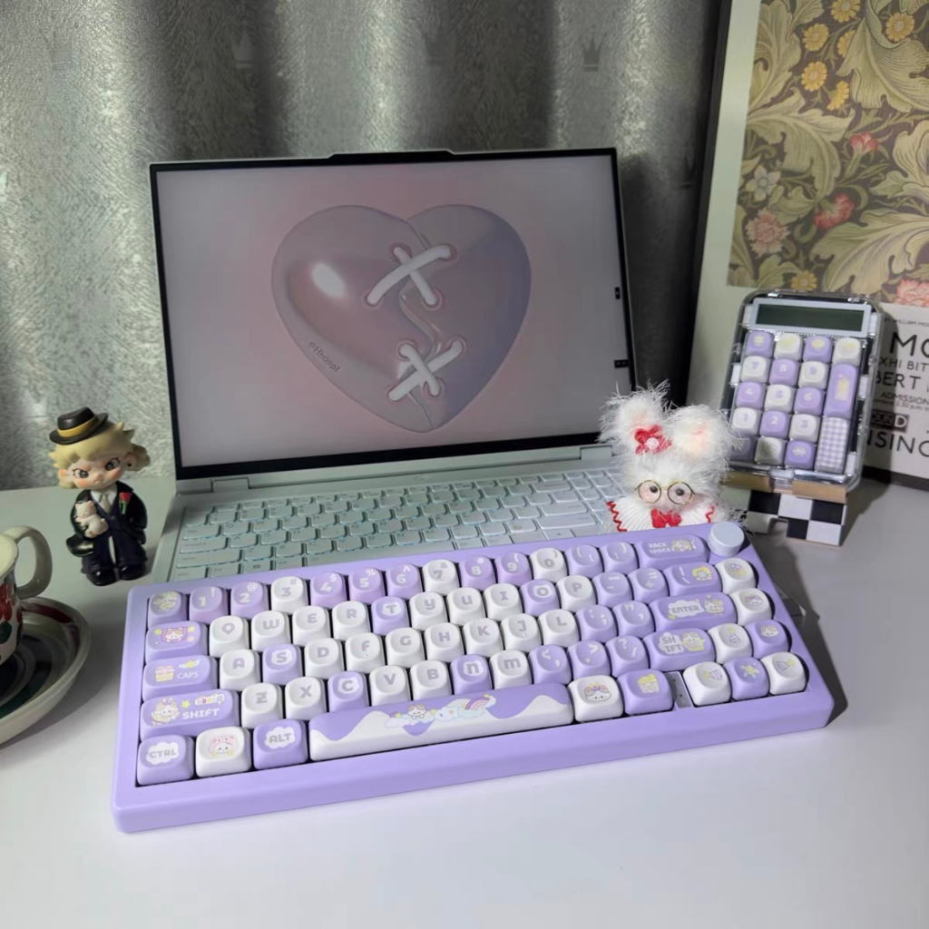 140 Phím Taro Paste Purple Keycaps MOA PBT Keycaps Năm mặt nhiệt thăng hoa máy móc tùy chỉnh được cá nhân hóa keycap Phù hợp 61/68/75/84/87/96/98/104/108