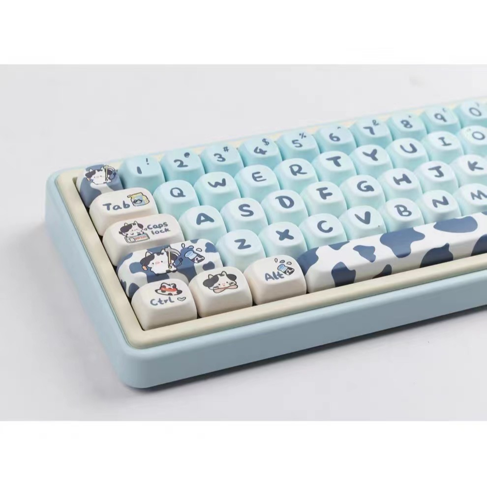 142 Phím Bò sữa Keycap MOA PBT Thăng hoa nhiệt Dễ Thương Phím Cơ Keycap 61/68/75/84/87/104/108 keycaps