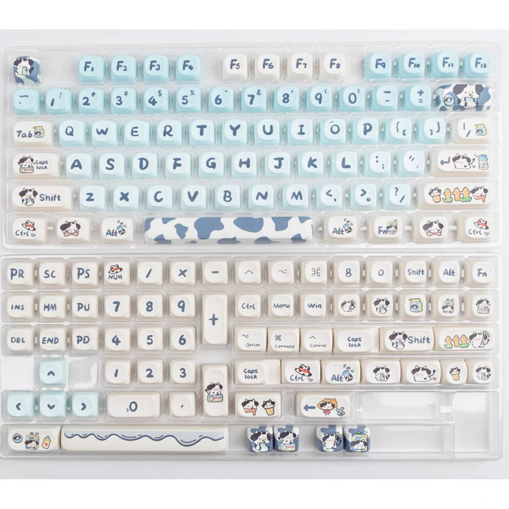 142 Phím Bò sữa Keycap MOA PBT Thăng hoa nhiệt Dễ Thương Phím Cơ Keycap 61/68/75/84/87/104/108 keycaps