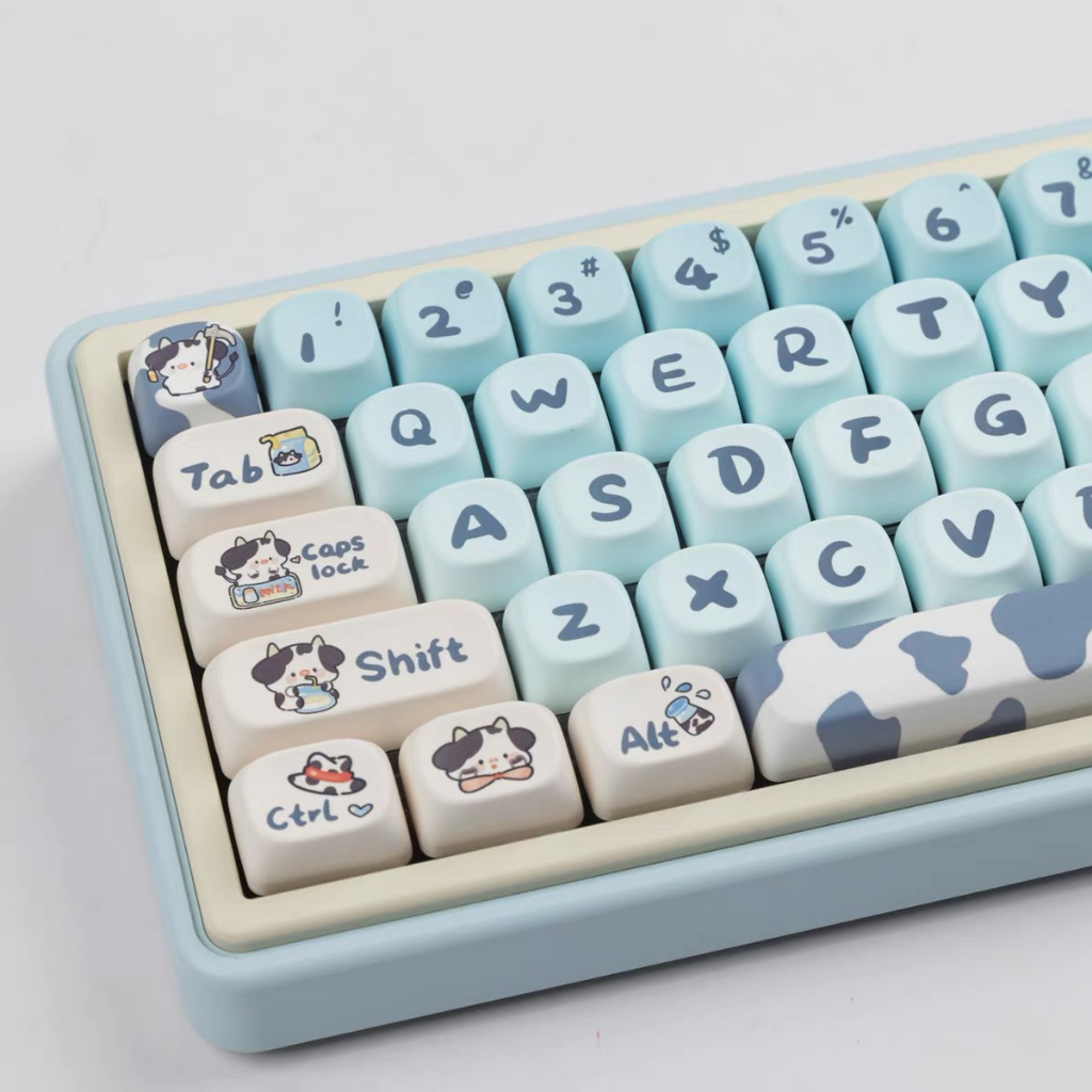142 Phím Bò sữa Keycap MOA PBT Thăng hoa nhiệt Dễ Thương Phím Cơ Keycap 61/68/75/84/87/104/108 keycaps