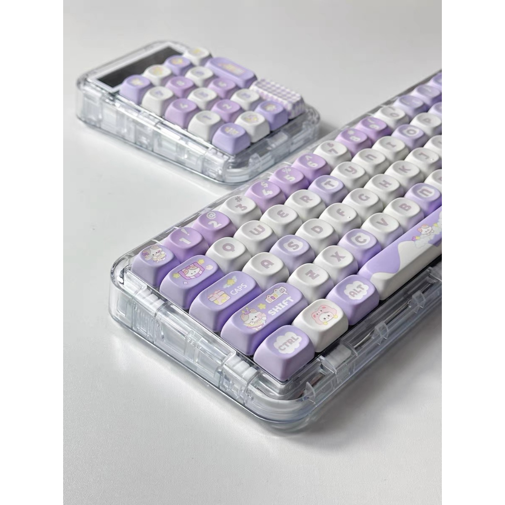 140 Phím Taro Paste Purple Keycaps MOA PBT Keycaps Năm mặt nhiệt thăng hoa máy móc tùy chỉnh được cá nhân hóa keycap Phù hợp 61/68/75/84/87/96/98/104/108