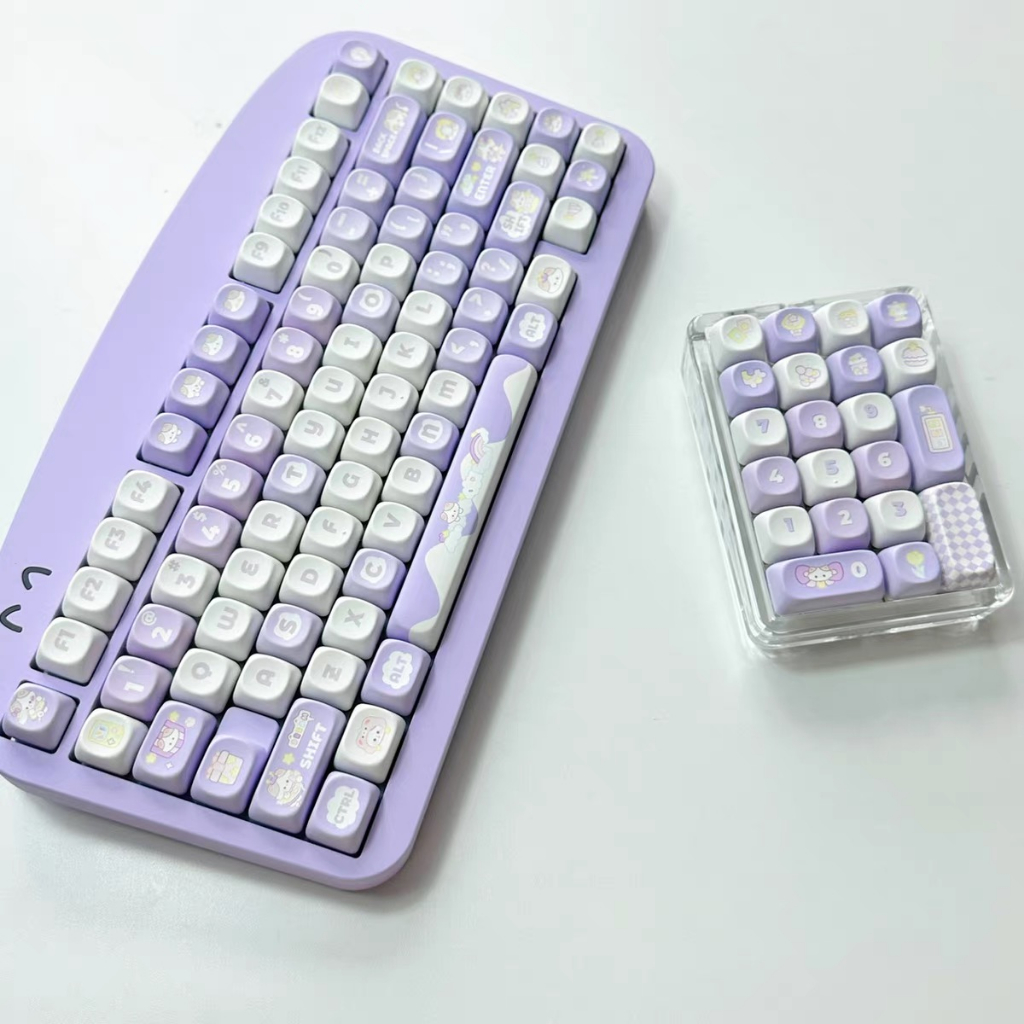 140 Phím Taro Paste Purple Keycaps MOA PBT Keycaps Năm mặt nhiệt thăng hoa máy móc tùy chỉnh được cá nhân hóa keycap Phù hợp 61/68/75/84/87/96/98/104/108