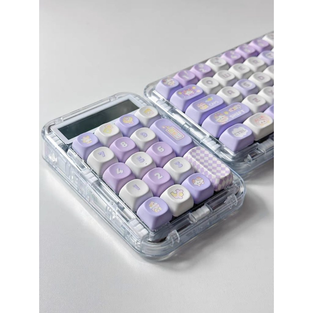 140 Phím Taro Paste Purple Keycaps MOA PBT Keycaps Năm mặt nhiệt thăng hoa máy móc tùy chỉnh được cá nhân hóa keycap Phù hợp 61/68/75/84/87/96/98/104/108
