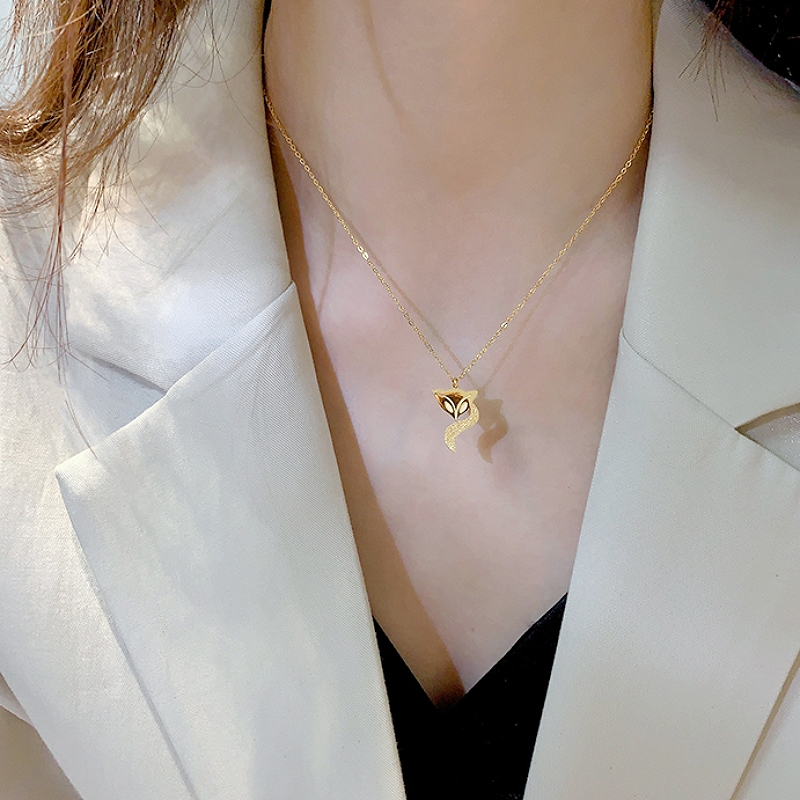 Bông tai titan cao cấp không gỉ mạ vàng 24k hình hồ ly phun cát lấp lánh thời trang quyến rũ dành cho nữ