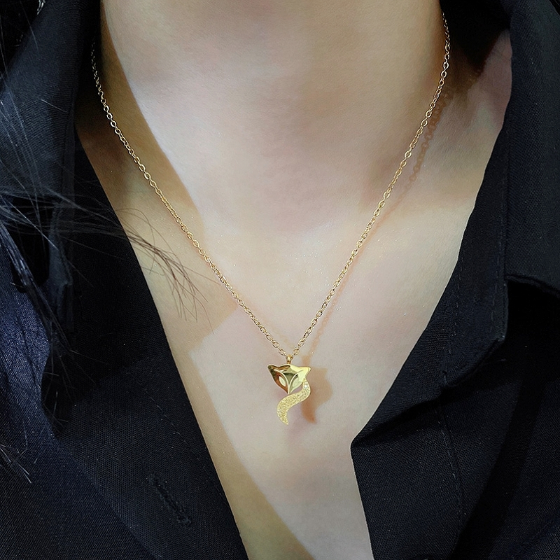 Bông tai titan cao cấp không gỉ mạ vàng 24k hình hồ ly phun cát lấp lánh thời trang quyến rũ dành cho nữ