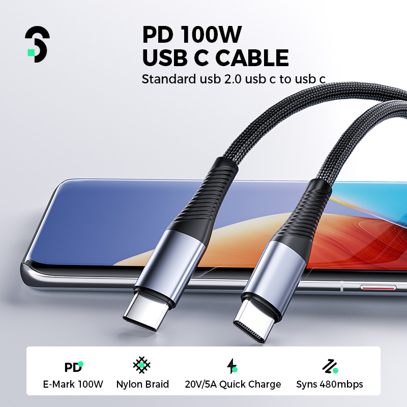 Soomfon Dây Cáp Sạc Nhanh usb Loại c 100w / 60w Cho macbook ipad phone galaxy