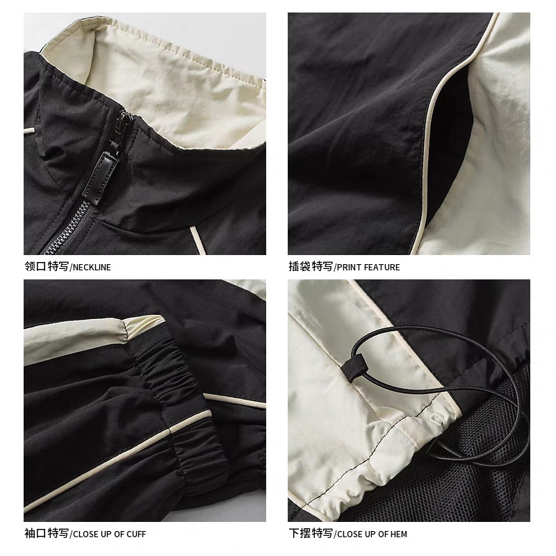 ESEA Áo Khoác Thể Thao Tay Dài Thêu Họa Tiết Màu Sắc Tương Phản Phong Cách Mỹ Thời Trang Cho Nam Và Nữ