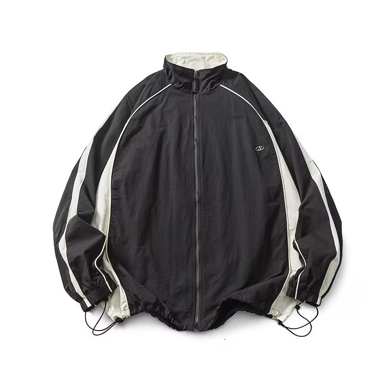 ESEA Áo Khoác Thể Thao Tay Dài Thêu Họa Tiết Màu Sắc Tương Phản Phong Cách Mỹ Thời Trang Cho Nam Và Nữ