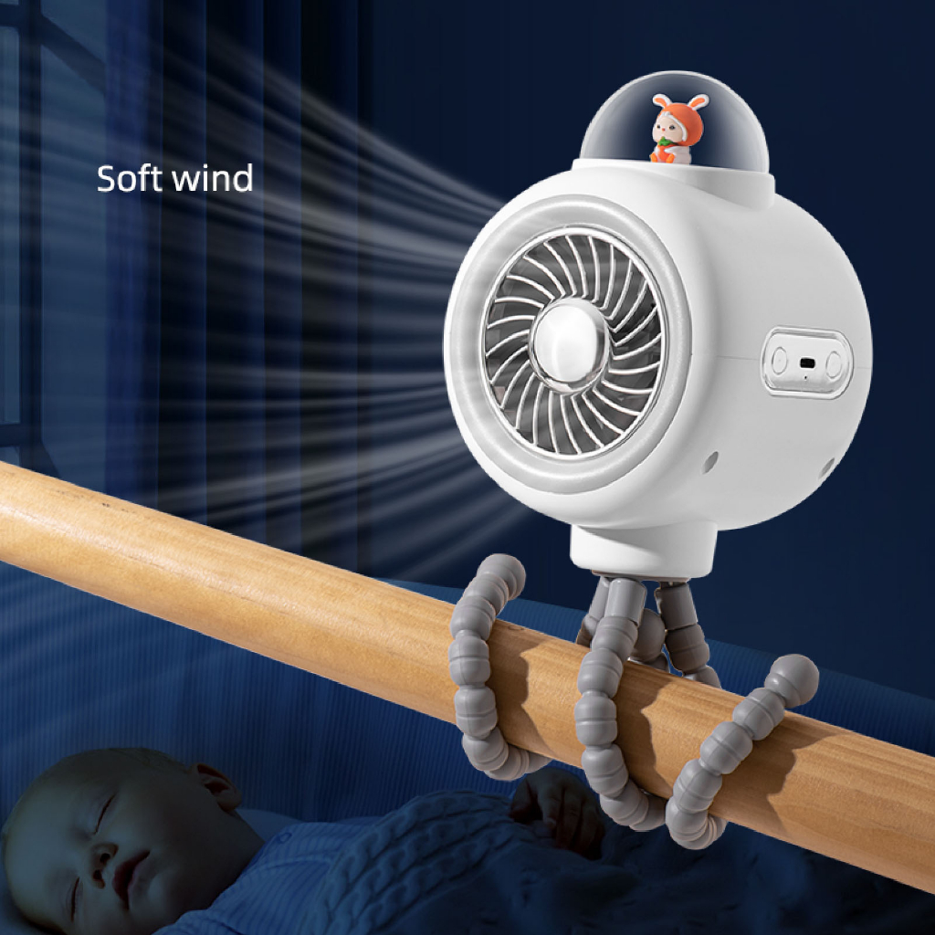 NiceOne Quạt Xe Đẩy Di Động Kèm Chân Kẹp Linh Hoạt Cho Bé Sạc 4 Chế Độ Xoay 120 Cắm Trại Thể Thao Ngoài Trời