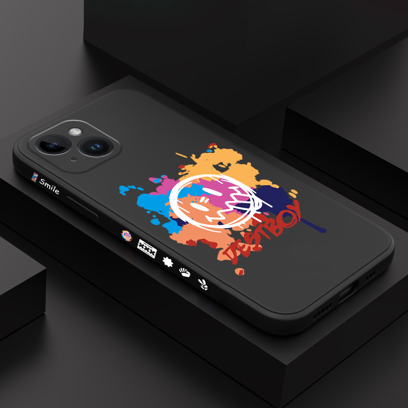 Ốp Điện Thoại Họa Tiết Rằn Ri Hình Mặt Cười Sáng Tạo Cho iphone 15pro 15 14pro 14 pro plus max 14promax 5g