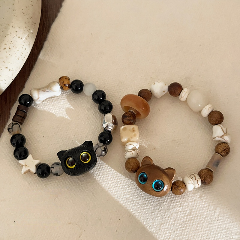 Vòng Tay Chuỗi Hạt Phối Mặt Hình Mèo Dễ Thương Thời Trang Mùa Hè 2023