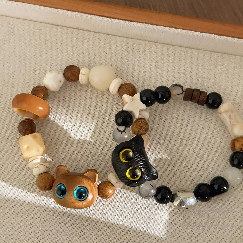 Vòng Tay Chuỗi Hạt Phối Mặt Hình Mèo Dễ Thương Thời Trang Mùa Hè 2023
