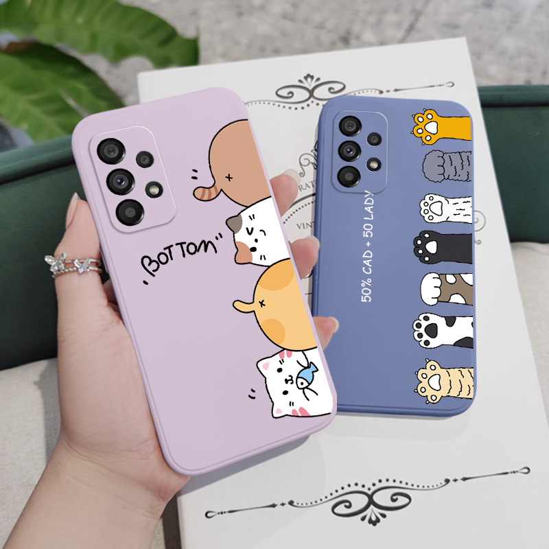 Ôp Điện Thoại Silicon Dẻo Họa Tiết Chú Mèo Dễ Thương Cho samsung galaxy a73 a53 a33 a23 4g 5g Ốp