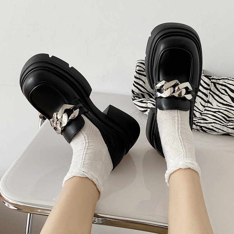 ❤❤Giày Lười Da Đế Dày Quai Xích Thời Trang Hàn Quốc Cho Nữ