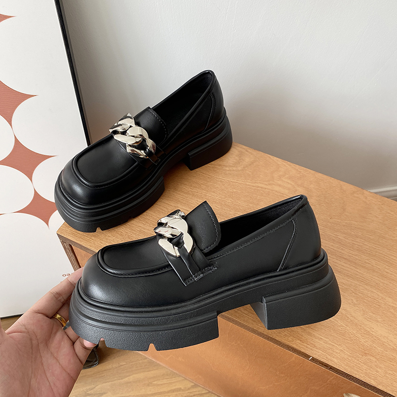 ❤❤Giày Lười Da Đế Dày Quai Xích Thời Trang Hàn Quốc Cho Nữ