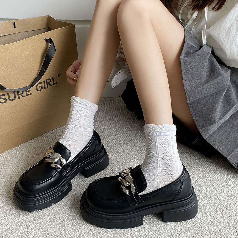 ❤❤Giày Lười Da Đế Dày Quai Xích Thời Trang Hàn Quốc Cho Nữ