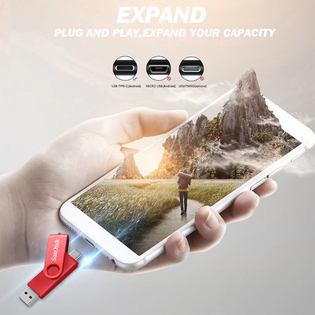 Sandisk usb otg 3 Trong 1 3.0 16gb 32gb 64gb 128gb 256gb 512gb 1tb 2tb Chất Lượng Cao