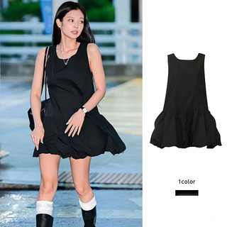 Đầm Không Tay Dáng Chữ a Màu Đen Thiết Kế Phong Cách hepburn blackpink jennie