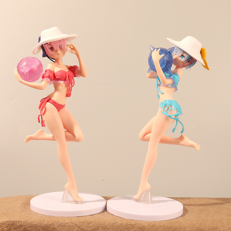 Mô Hình Nhân Vật rem ram Mặc Đồ Bơi Trong Re: Life in a different world from zero Cao 22cm
