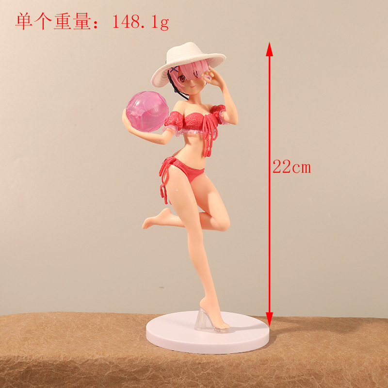 Mô Hình Nhân Vật rem ram Mặc Đồ Bơi Trong Re: Life in a different world from zero Cao 22cm